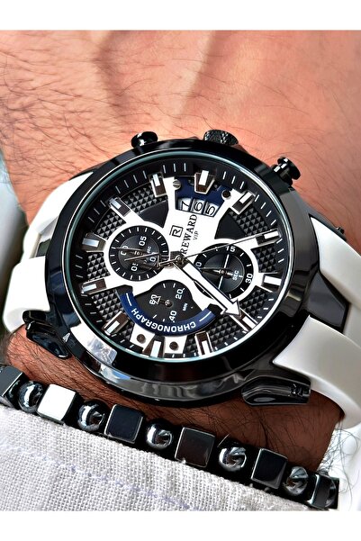 Reward ساعة يد رياضية رجالية من السيليكون - لون أبيض، وظيفية