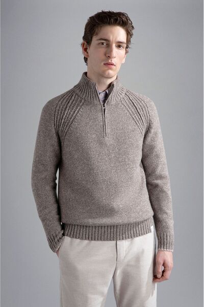 PAUL&SHARK MEN'S ZIPPED PULLOVER C.WWOOL