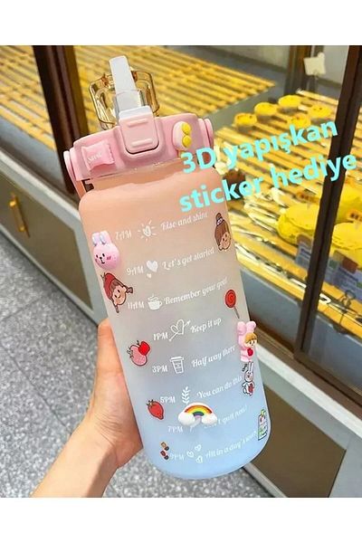 OSMEY Motivational Water Bottle 2l Tritan Gym Water Bottle Bpa Free Water Bottle with Sticker Gift