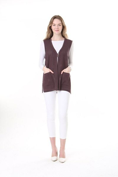 Lamierra Knitwear Openwork Mercerized Vest