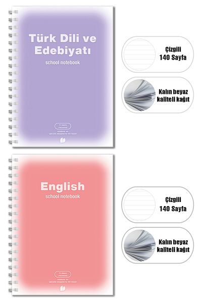 Copyrite 70 Sheets High School Common School Notebook Set - 18x25cm Hard Cover, Spiraled Class
