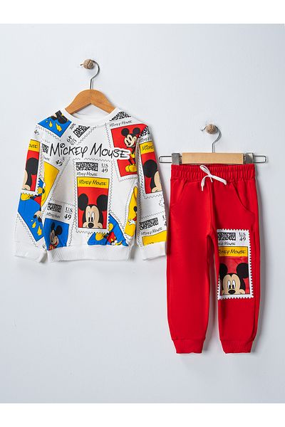 BUUFUU Printed Long Sleeve Elastic Waist Pocket Unisex Children's Top and Bottom Set