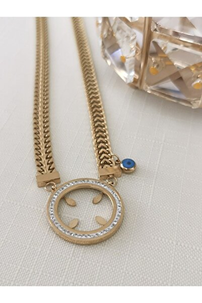 Genel Markalar Altın Renkli Çeyrek Takılan Çelik Kolye