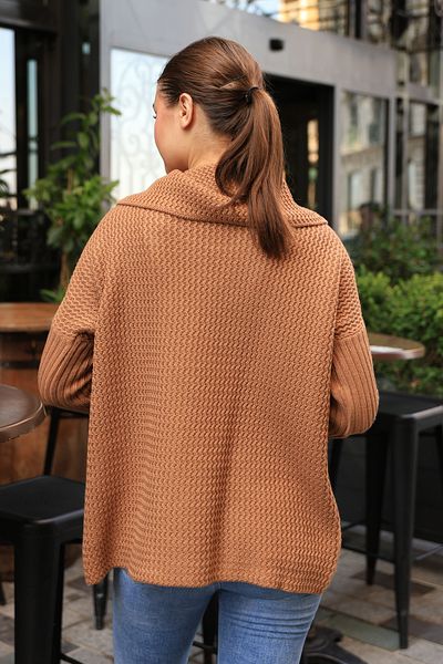 ALCHON Long Corded Sleeve - Zigzag Patterned Two Button Winter Thick Knitwear Cardigan