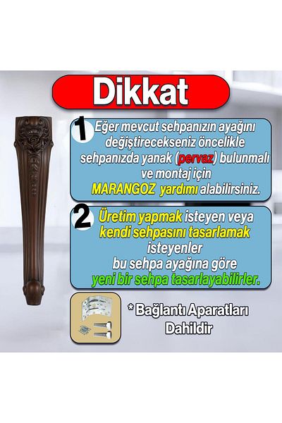 Badem10 Picioare pentru masă de cafea Nehir din plastic 40 cm Model din lemn Picioare mijlocii Masa de cafea combinată Mobilier Picioare de masă Maro