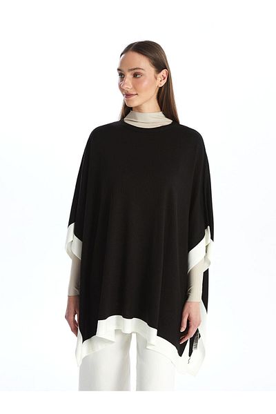 LC Waikiki Übergroßer Strick-Poncho für Damen – Rundhalsausschnitt, schlichter Schnitt