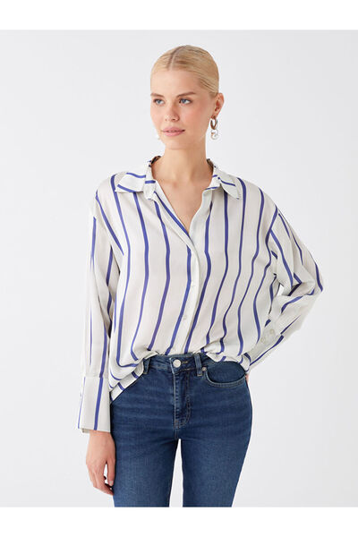 LC Waikiki Ριγέ μακρυμάνικο oversize γυναικείο πουκάμισο