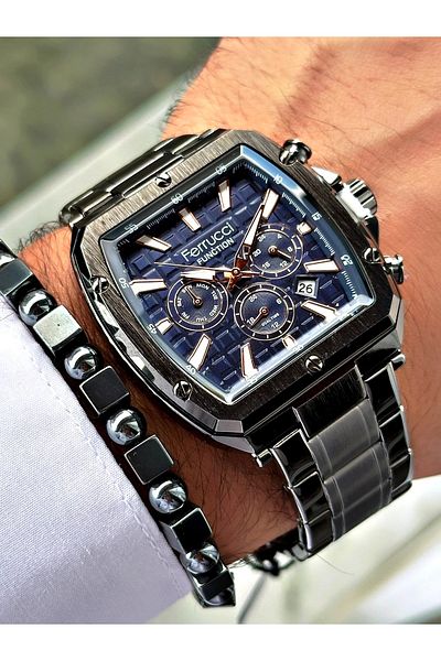 Ferrucci Men's Wristwatch - Function Fcf.03202Fm.05 Steel Cord