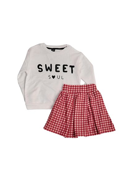 MG MİNİ GİYİM 3-10 Years Old Girl's Sweet Set with Skirts - Sweet Soul