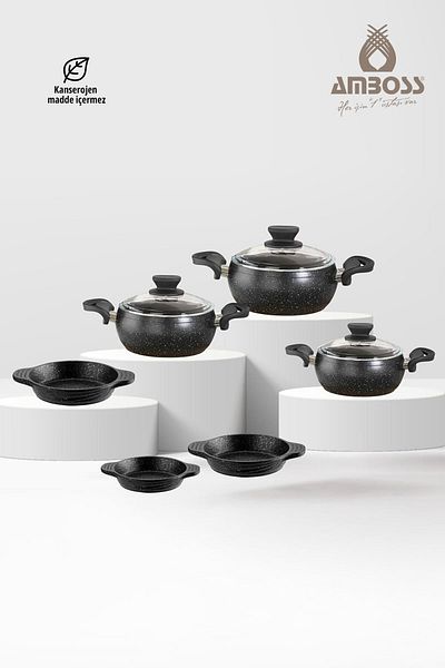 Amboss Desigram Black Fatso 9 Piece Pot and Odin Sauce Set