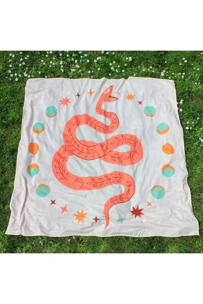 WANDER TAPESTRY Healer Snake & Moon Cycle - غطاء حائط على شكل ثعبان معالج بحجم 150x150