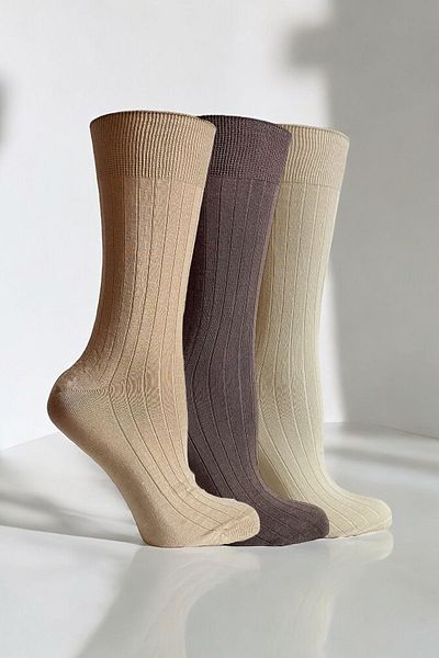 KaeLaurean Ανδρικό Σετ 3 ριγέ κάλτσες Earth Color Socket