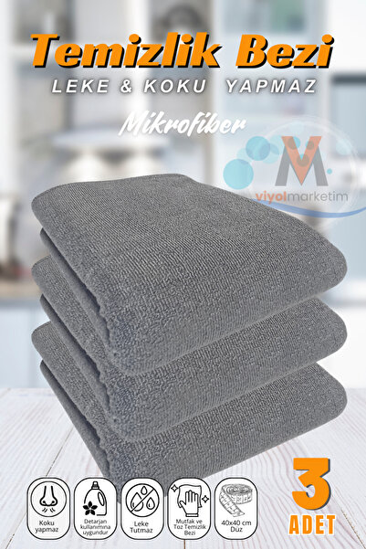 viyolmarketim ( 3 Adet ) Mikrofiber Mutfak Temizlik Bezi 40*40 Cm Leke Tutmaz Koku Yapmaz Yer Bezi