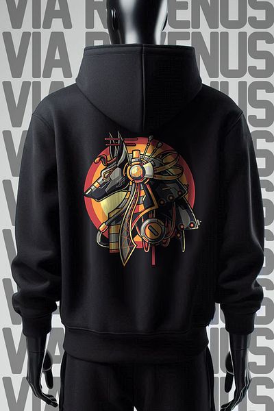 Vordevia Anubis Pattern - Hanorac cu glugă, negru, cu 3 fire