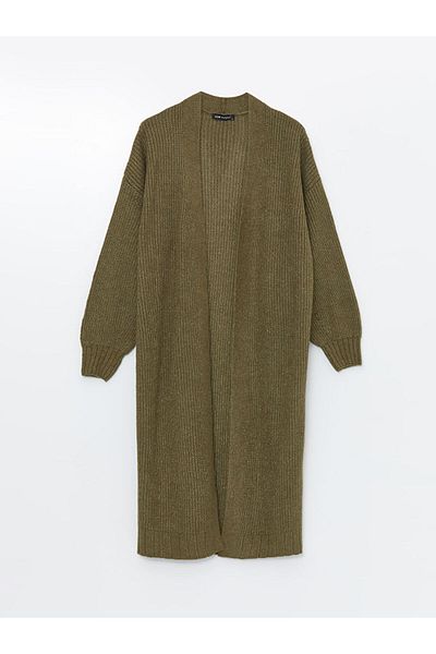LC Waikiki Oversize Women's Knitwear Cardigan - Shawl Collar, Solid Long Sleeve