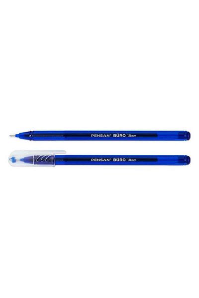 Pensan 1 mm Blue Ballpoint Pen - Office 10 Pieces