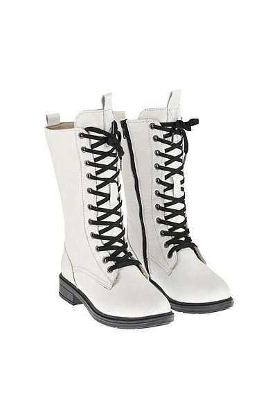 Moosefield White Genuine Leather Women's Boots