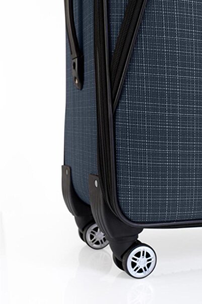 fawori deri Orta Boy 4 Teker Kumaş Valiz Lacivert 1081