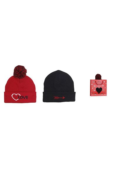 Fonem Romeo Juliet Men's Women's Beret Set - Fo 2038-2037, Black and Red