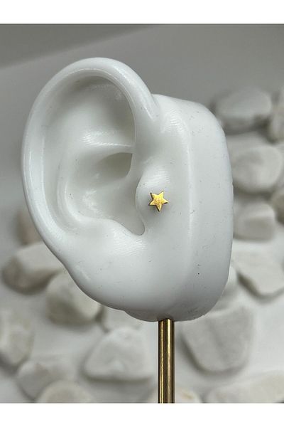Karınca Piercing 6mm Star Piercing - Star, Conch, Tragus, Flat Helix Cartilage Earlobe Surgical Steel Earrings Accessory