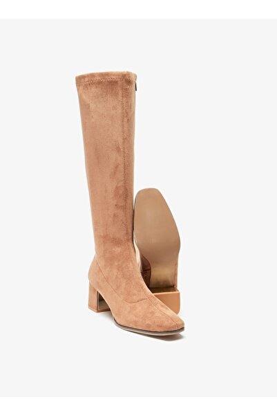 Celeste Women's Textured High Shaft Boots with Zip Closure and Block Heels