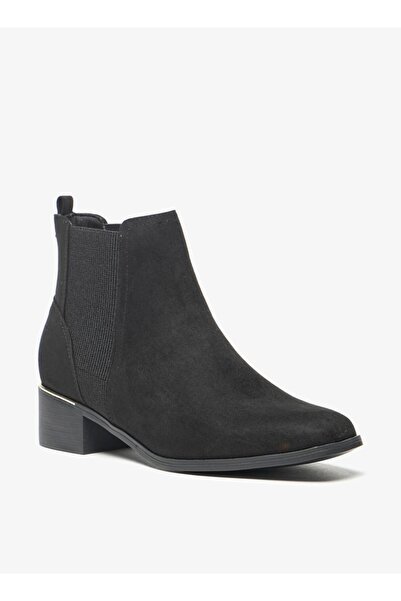 Celeste Women's Solid Slip-On Ankle Boots with Gusset and Block Heels