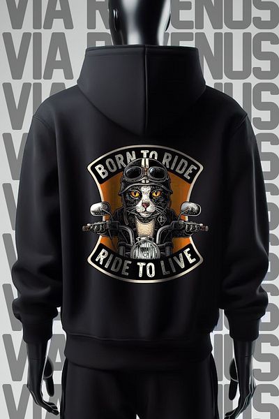 Vordevia Φούτερ Born To Ride - Φούτερ με φαρδιά εφαρμογή με 3 νήματα μαύρη κουκούλα