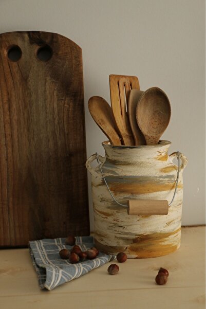 Hoyatap El Yapımı Eskitme Boyalı Çelik Askı Detaylı (Çıkarılabilir) Vazo & Ku...