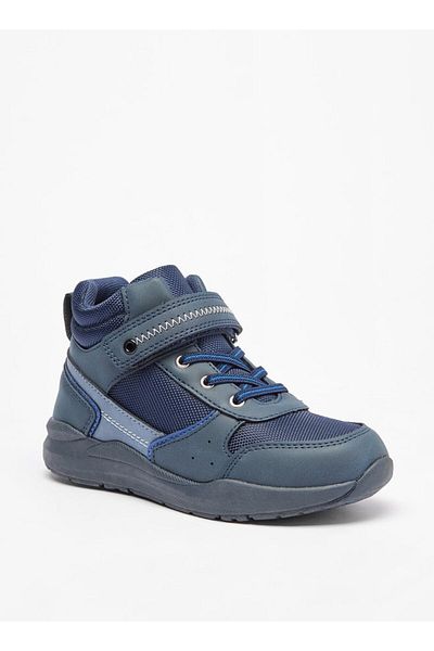 LBL by Shoexpress Panelled High Cut Sneakers with Hook and Loop Closure