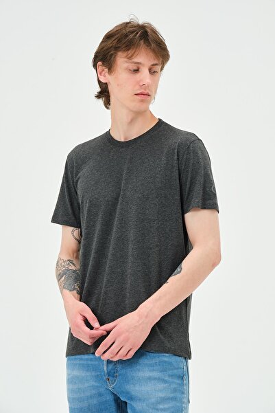 QUHOX Ανδρικό πακέτο με 5 μπλουζάκια - Μαύρο, Ανθρακί, Λευκό, Γκρι Μελανζ, Snow Melange