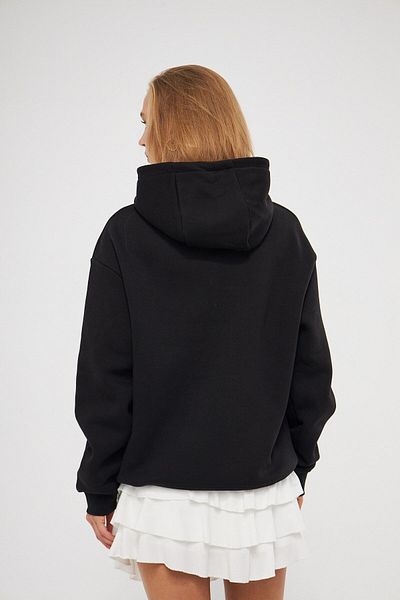 The Champ Clothing Суитшърт с качулка отвътре от полар и череши, надпис „Черешовина“, черен, голям размер