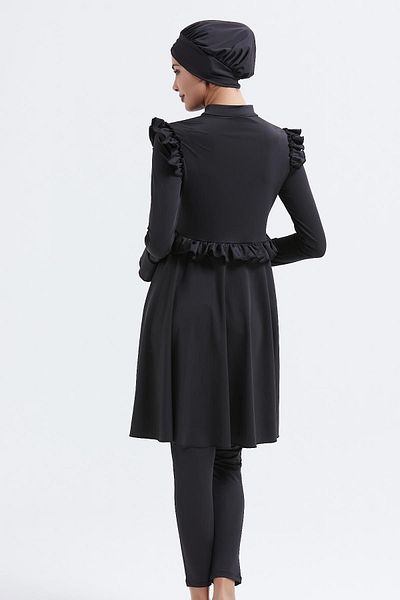 C&City Vollständig bedeckter 4-teiliger Hijab-Badeanzug 4053 Schwarz