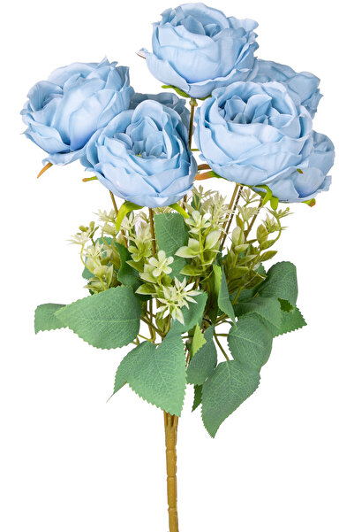 Herdekora Buchet de flori artificiale bujor 7 ramuri albastru 41 cm.