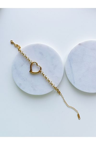 CHARMLUCKY Steel Heart Chain Bracelet