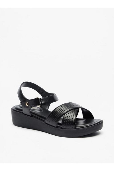 Le Confort Cross Strap Sandals with Hook and Loop Closure
