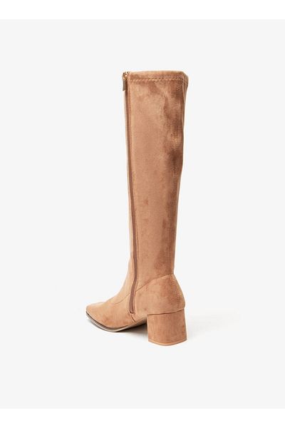 Celeste Women's Textured High Shaft Boots with Zip Closure and Block Heels