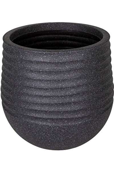 Herdekora Oval İç ve Dış Mekan Saksı Siyah Orta Boy 40x40x37 Cm.