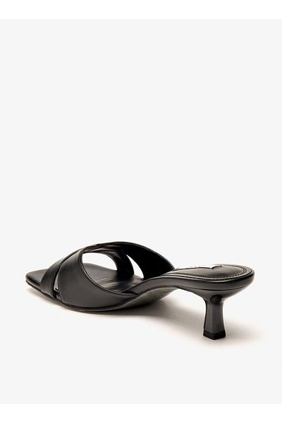 ELLE Women's Solid Cross Strap Sandals with Kitten Heels