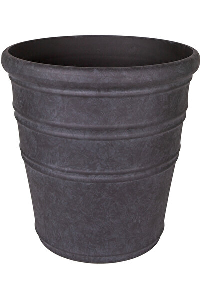 Herdekora Oval İç ve Dış Mekan Saksı Kömür Siyahı Orta Boy 46x46x46,5 Cm.