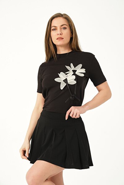 KATA Bluză pieptănată din bumbac cu design floral