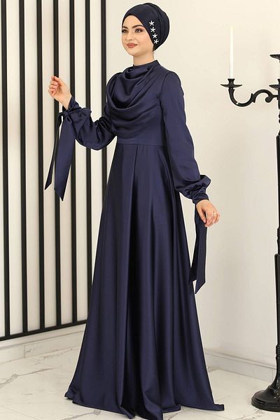 Fashion Showcase Rochie De Seara Degaje Bleumarin - Design - Fsc3006