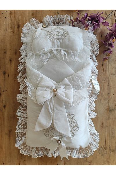 Tomuycuk 3-Piece Lacy and Padded Diaper Cushion Organizer Set for Baby Girl
