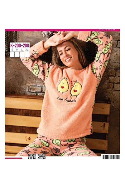 pijamakeyfi Kadın Pijama Takımı Peluşlu Kışlık Sıfır Yaka Havlu Welsoft