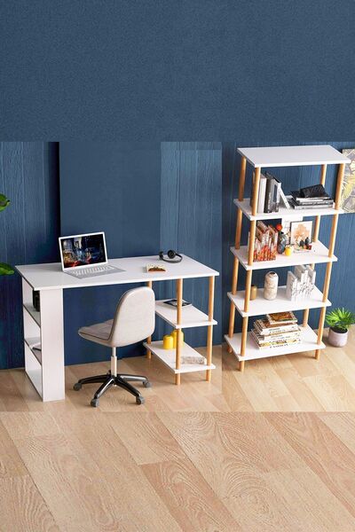 interGO Raflı Çalışma Masası ve Beş Raflı Kitaplık