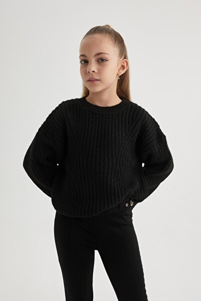 DeFacto Girl's Crew Neck Basic Plain Knitwear Sweater A6014A823Wn
