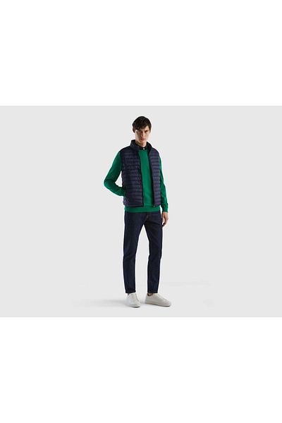 United Colors of Benetton Navy Blue Pufa Men's Vest