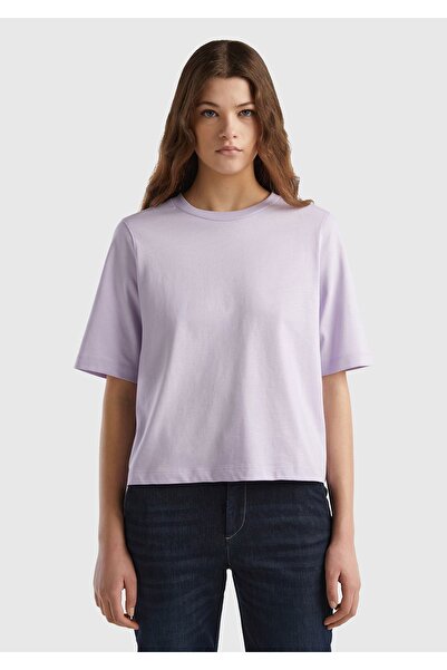 United Colors of Benetton Λιλά Γυναικείο T-Shirt - 100% Koton, Box Fit