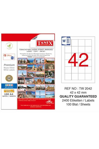 Tanex Laser Label 100 Yp 42x42 Mm Laser-copy-inkjet Tw-2042