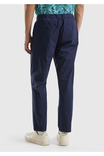 United Colors of Benetton Pantaloni chino perforați bleumarin pentru bărbați - 4 buzunare, amestec de bumbac