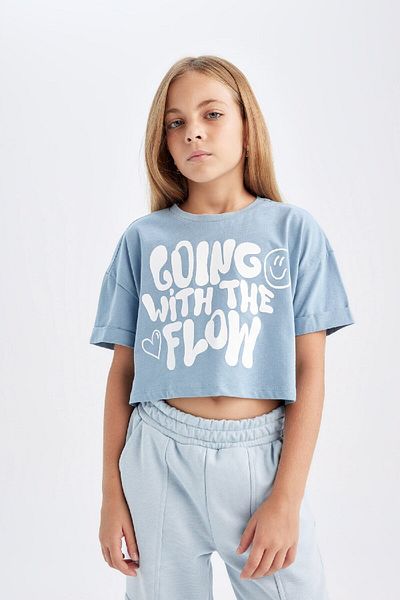 DeFacto Fete - Tricou imprimat Crop Crew Deck D1963A824HS
